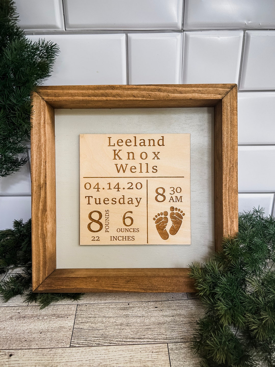 Custom Engraved Baby Birth Stats Sign: Framed Newborn Gift - Etsy
