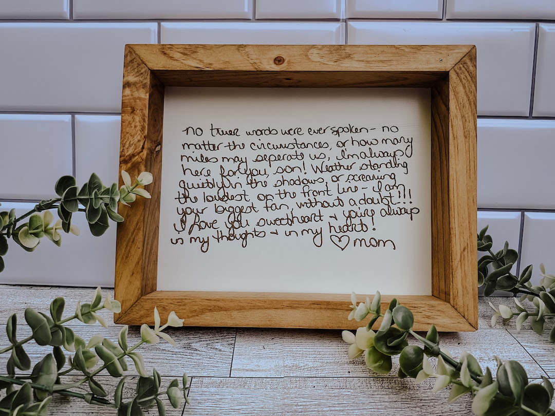 Engraved Handwriting Sign, Custom Handwriting Art, Framed Engraved