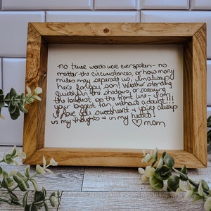 Engraved Handwritten Message Art: Personalized Note Gift