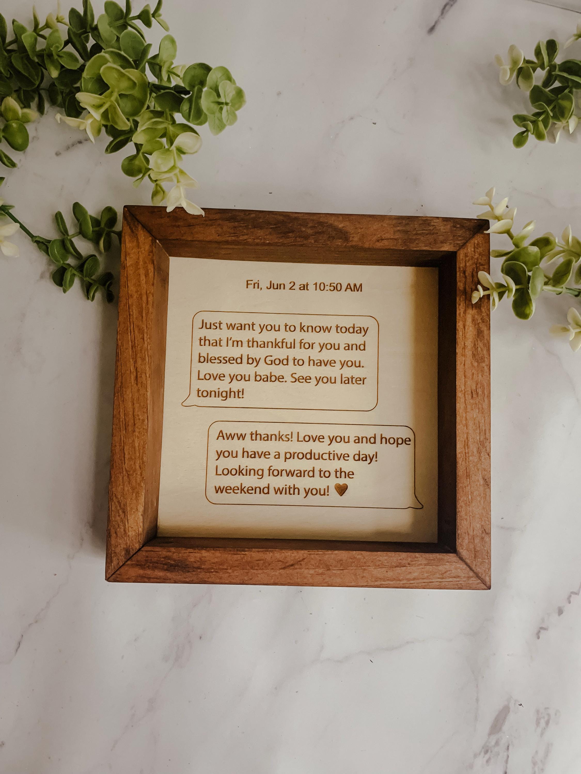 Engraved Text Message Sign: Framed Wooden Keepsake Art - Etsy