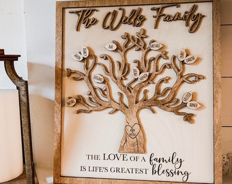 Personalized Engraved Family Tree Art: Gift for Grandparents