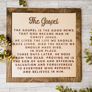 The Gospel Sign, The Good News of Jesus, Expressive Christian Wall Decor for Devotional Spaces, The Gospel Message Art, Gift for Christian