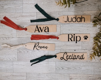 Skinny Modern Stocking Tags, Family Stocking Tags, Pet Stocking Tags, Wooden and Acrylic Name Tags, Wooden Gift Tags