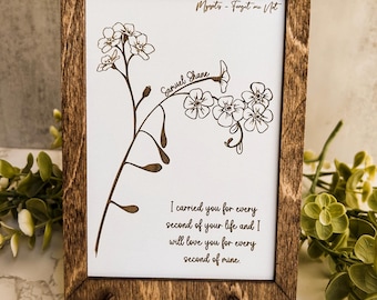 Personalized Forget-Me-Not Engraved Memorial Frame: Infant Loss Remembrance