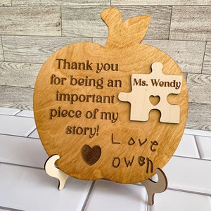 Personalized Engraved Apple Teacher Gift, Engraved Teacher Sign, Handwriting Teacher gift, Elementary Teacher Gift, Teacher Appreciation