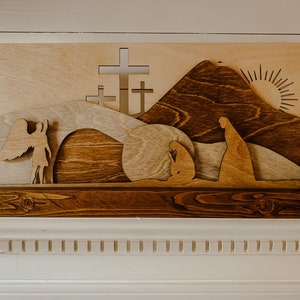 Wooden Layered Resurrection Scene, Easter Decor, Wooden Easter Art, Easter Art, Resurrection, Farmhouse Easter, Christ is Risen, Empty Tomb