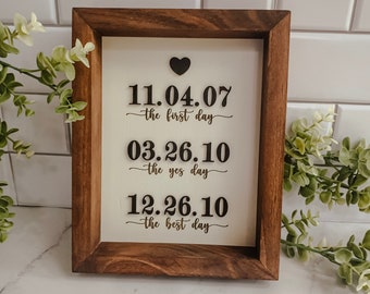 Special Dates Framed Sign, Relationship Dates Sign, Important Dates Art, First Day Yes Day Best Day Art, Love Story Sign, Family Milestones