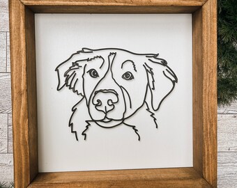 Laser Cut Pet Portrait: Custom Dog Memorial Line Art
