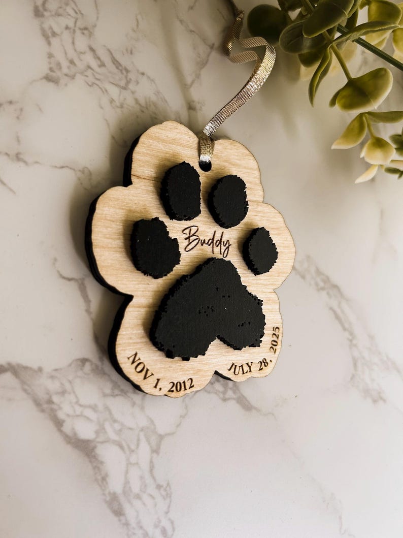 Personalized Pet Paw Print Ornament: Custom Dog Cat Memorial Gift - Etsy