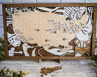 Personalized MLB Stadium Map: Family Baseball Travel Tracker