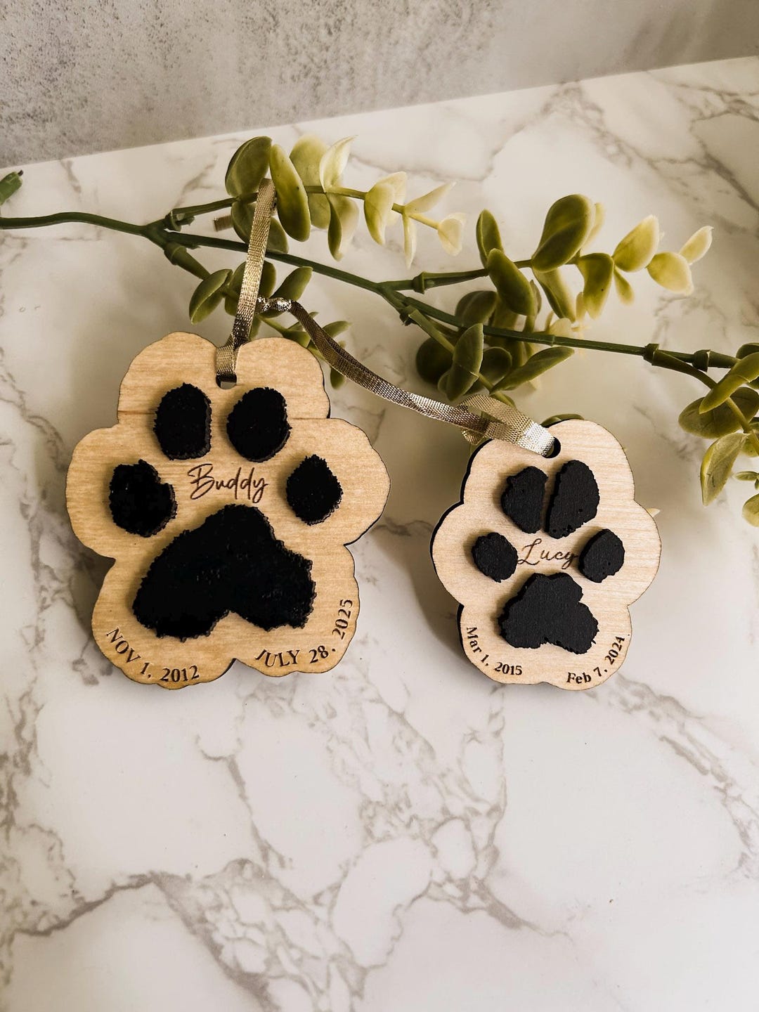 Personalized Pet Paw Print Ornament: Custom Dog Cat Memorial Gift - Etsy