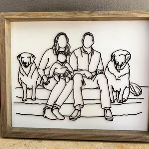 Custom Family Portrait with Pet, Custom Framed Family Portrait, Couples Wedding Gift, Portrait Illustration, Faceless Portrait