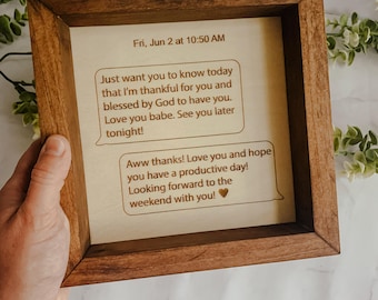 Engraved Text Message Sign: Framed Wooden Keepsake Art - Etsy