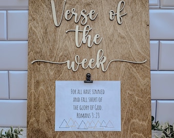 Wooden Verse of the Week Sign: Christian Scripture Decor