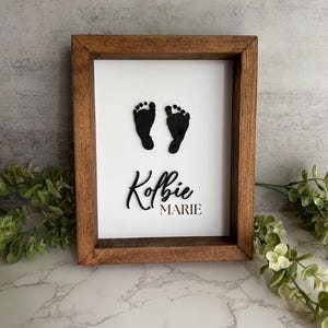 Custom Framed Baby Footprint Art: Laser Cut Wood Memorial Sign