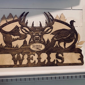 Wooden Personalized Name Hunting Decor Sign - Hunter Gift - Wooden Name Sign - Man Cave Sign - Man Cave Art -  Hunting Cabin Sign