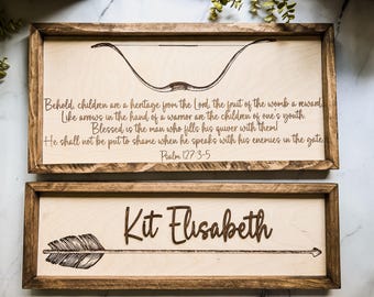 Psalm 127 Engraved Arrow Sign Set: Personalized Christian Family Gift