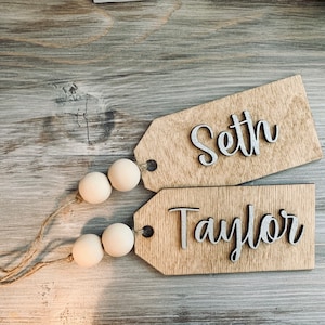 Wooden Christmas Stocking Tags,Stocking Tags, 3D stocking tags, Personalized Stocking Tags, Personalized Christmas Decor, Tags for Stockings