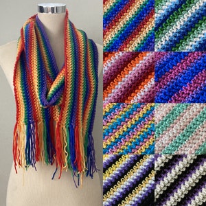 LGBTQ+ PRIDE SCARF - Pride Flags Rainbow, Gay, Lesbian, Bisexual, Pansexual, Transgender, Non Binary, Asexual Herringbone Crochet Scarf