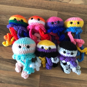 LGBTQ+ JELLYFISH Plushie - Pride Flags Rainbow, Lesbian, Bisexual, Pansexual, Transgender, Non Binary, Asexual Amigurumi Jellyfish Dolls