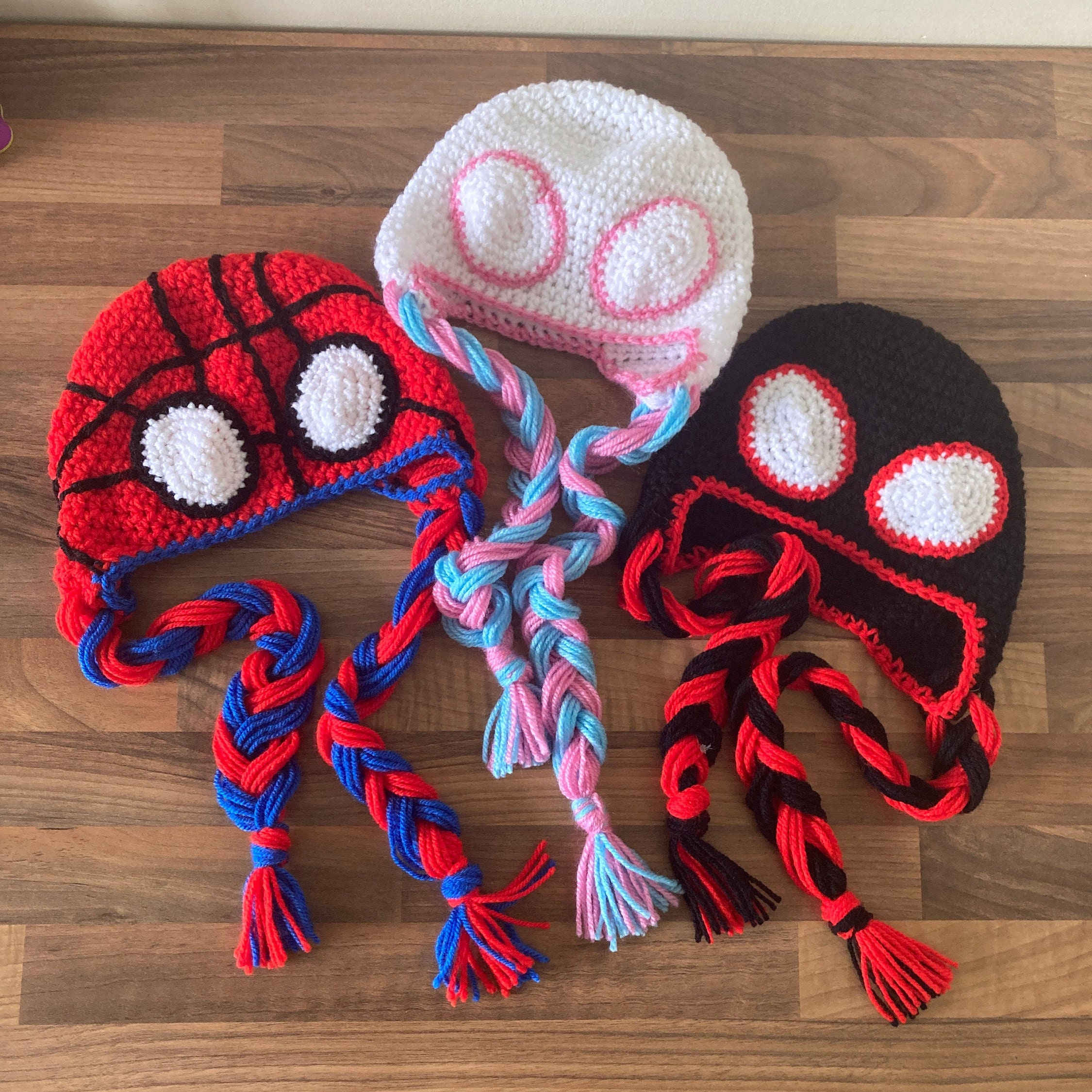Enfants Garçon Fille Spiderman Tricoté Bonnet Chapeau + Gants Set