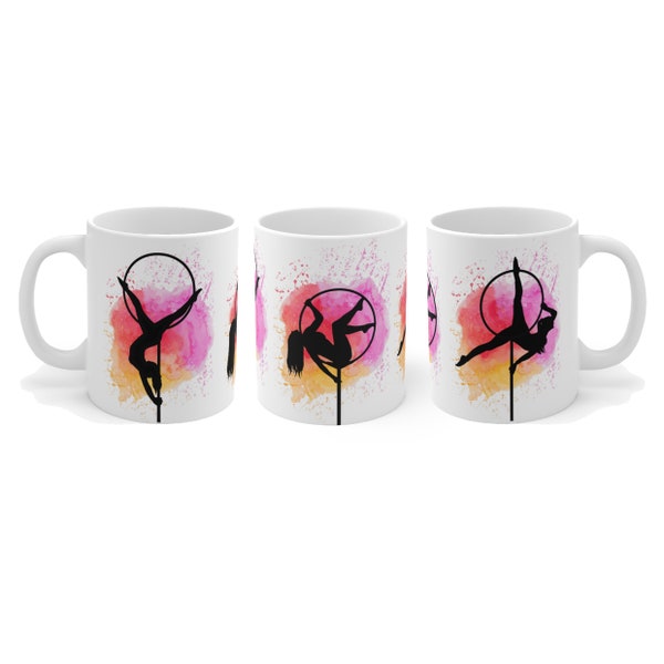 Lollipop Lyra Aerial Hoop Paint Splash Ceramic Mug- Birthday Christmas Gift for Aerial Hooper, Aerialist, Pole Dancing, Instructor