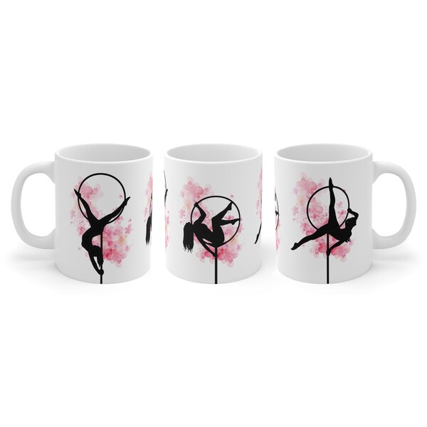 Lollipop Lyra Aerial Hoop Silhouette Blossom Ceramic Mug Birthday Christmas Gift for Aerial Hooper, Aerialist, Pole Dancing, Instructor