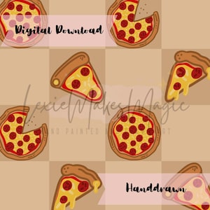 Pizza Party!, Pizza Checkerboard Seamless Pattern, PNG Download