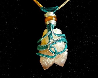 41g Tibetan Himilayan Elestial Double Crystal Pendant