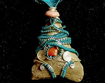 2 3/4” Unrestored Megalodon Shark Tooth Wire Wrapped Pendant