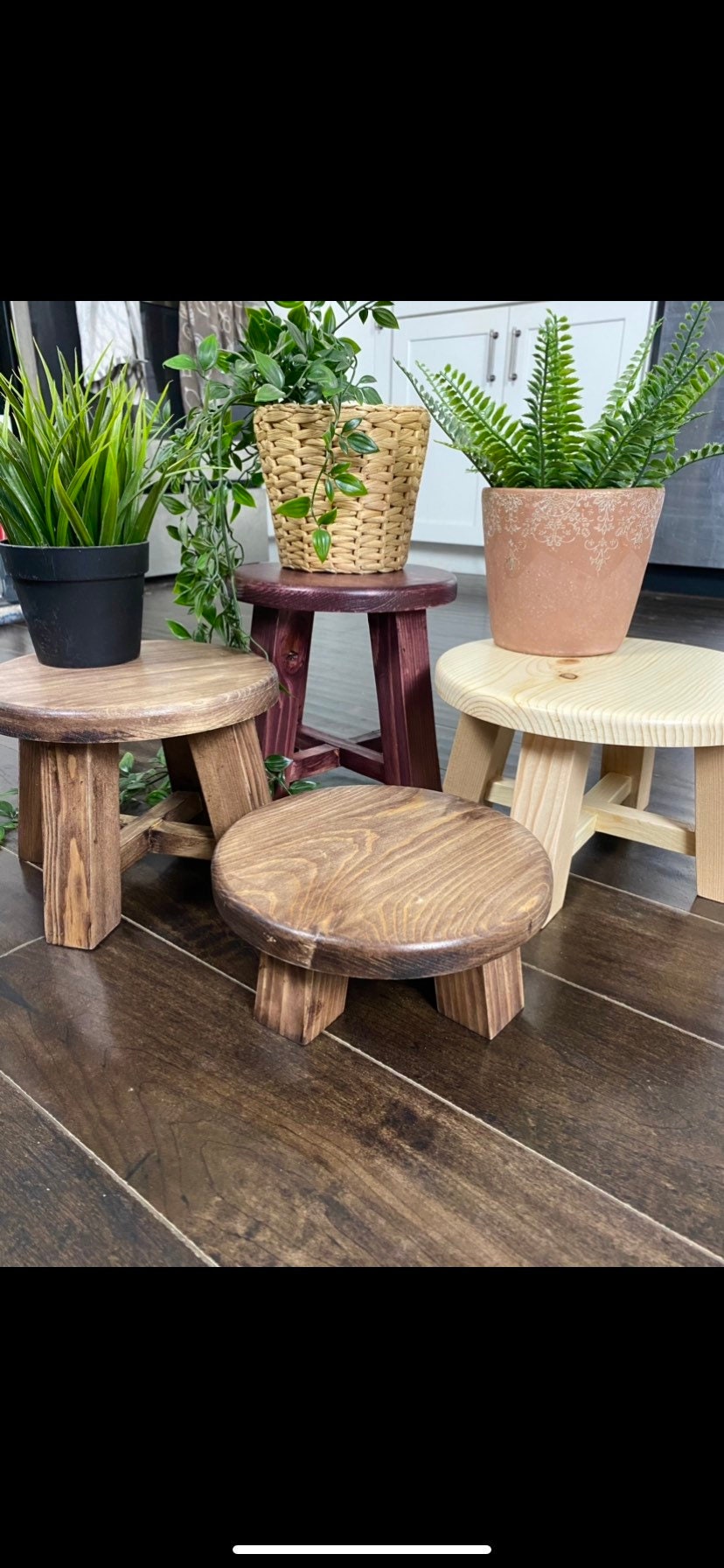 Unfinished Round Wooden Stool, Wooden Plant Stand, Round Wooden Stand…