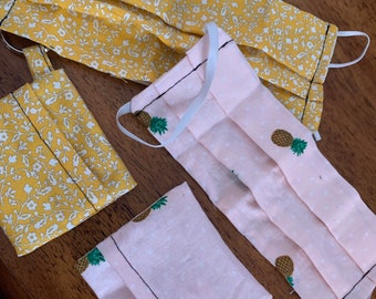 Homemade Face Mask with Matching Keychain Bag