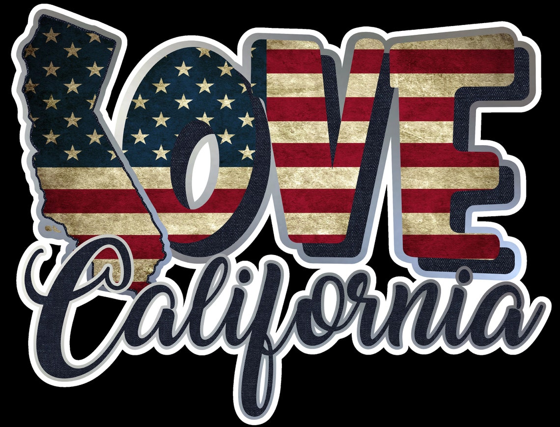 Love California Flag Sticker State Sticker Flag Sticker Die Etsy