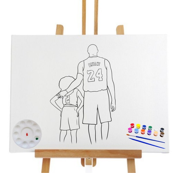 Pre Drawn Canvas LA Lakers Kobe Bryant Tribute/Teen / Adult Painting/ DIY Pre-Drawn Canvas Painting