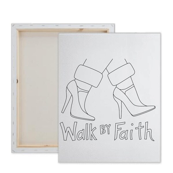 Pre Drawn Canvas Walk By Faith Paint Kit | Adult & Teen Sip and Paint Party Favor | DIY Date Night Couple Activity