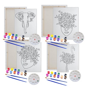 VOCHIC 8 Pack Canvas Painting Kits for Adults - 8x10 Pre-Drawn Stretched  Canvases for Sip and Paint Parties - Painting Supplies for Beginner Artists
