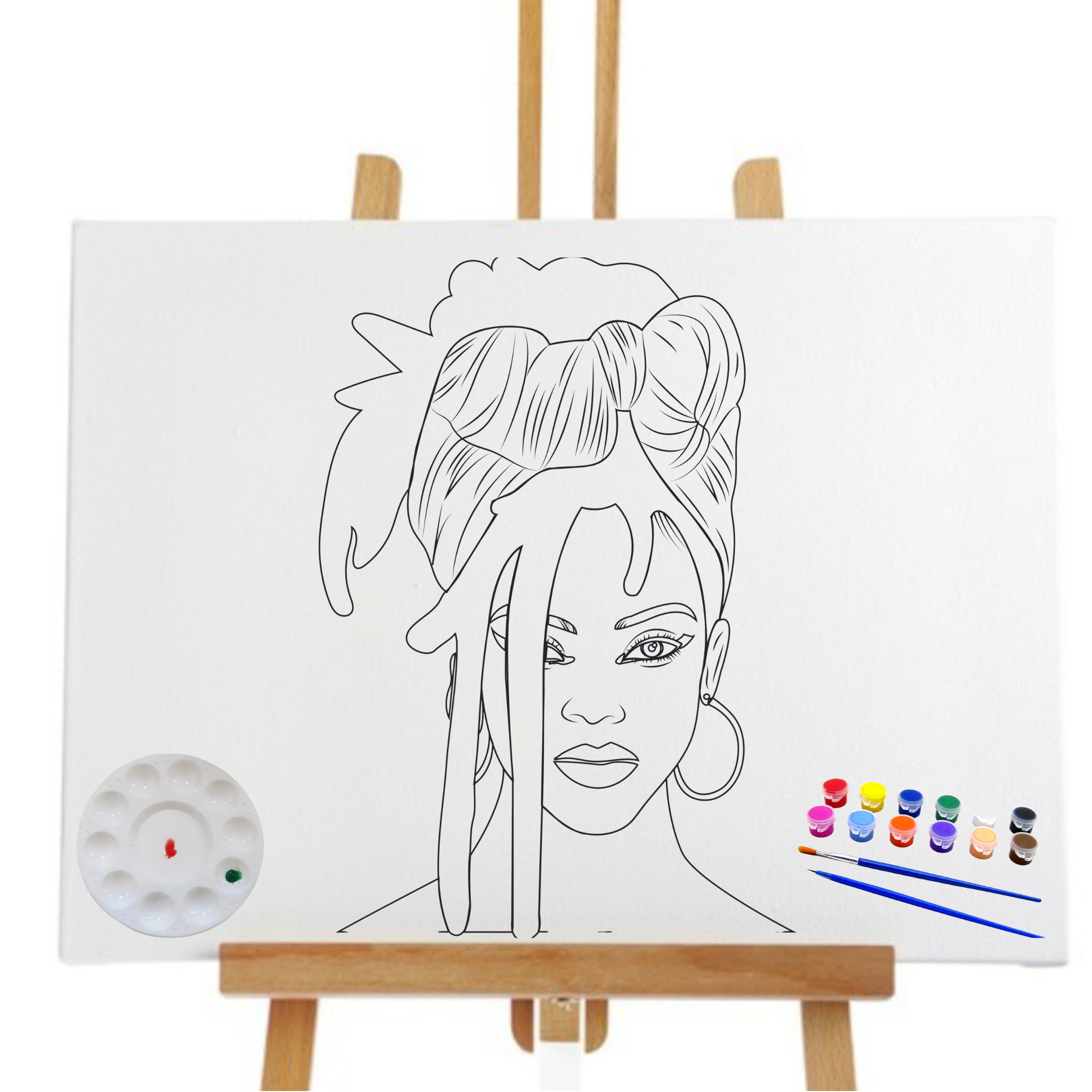 Pre Drawn Canvas Rhianna Dreads/teen / Adult Painting/ DIY Canvas/ Party  Night/ Pre-drawn Sketch Stencil Canvas 