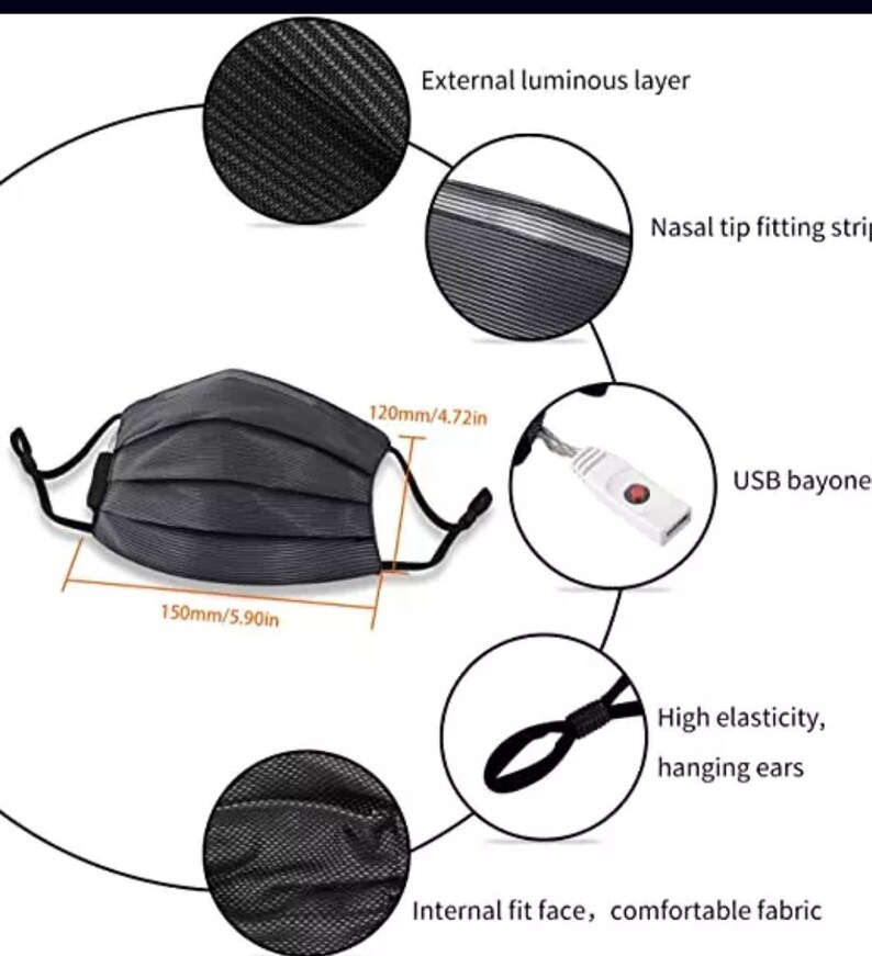 LED Light Face Mask 7 Color Changeable Party Mask Great for Etsy