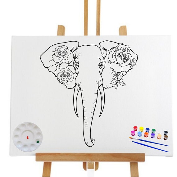 8) Piece Pre-Drawn Stretched Cotton Canvas Painting Kit (8x10