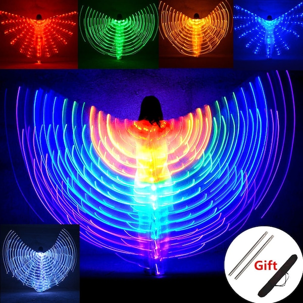 Danse du ventre Ailes LED pour enfants et adultes Performance Fluorescent Papillon Isis Ailes Danse du ventre