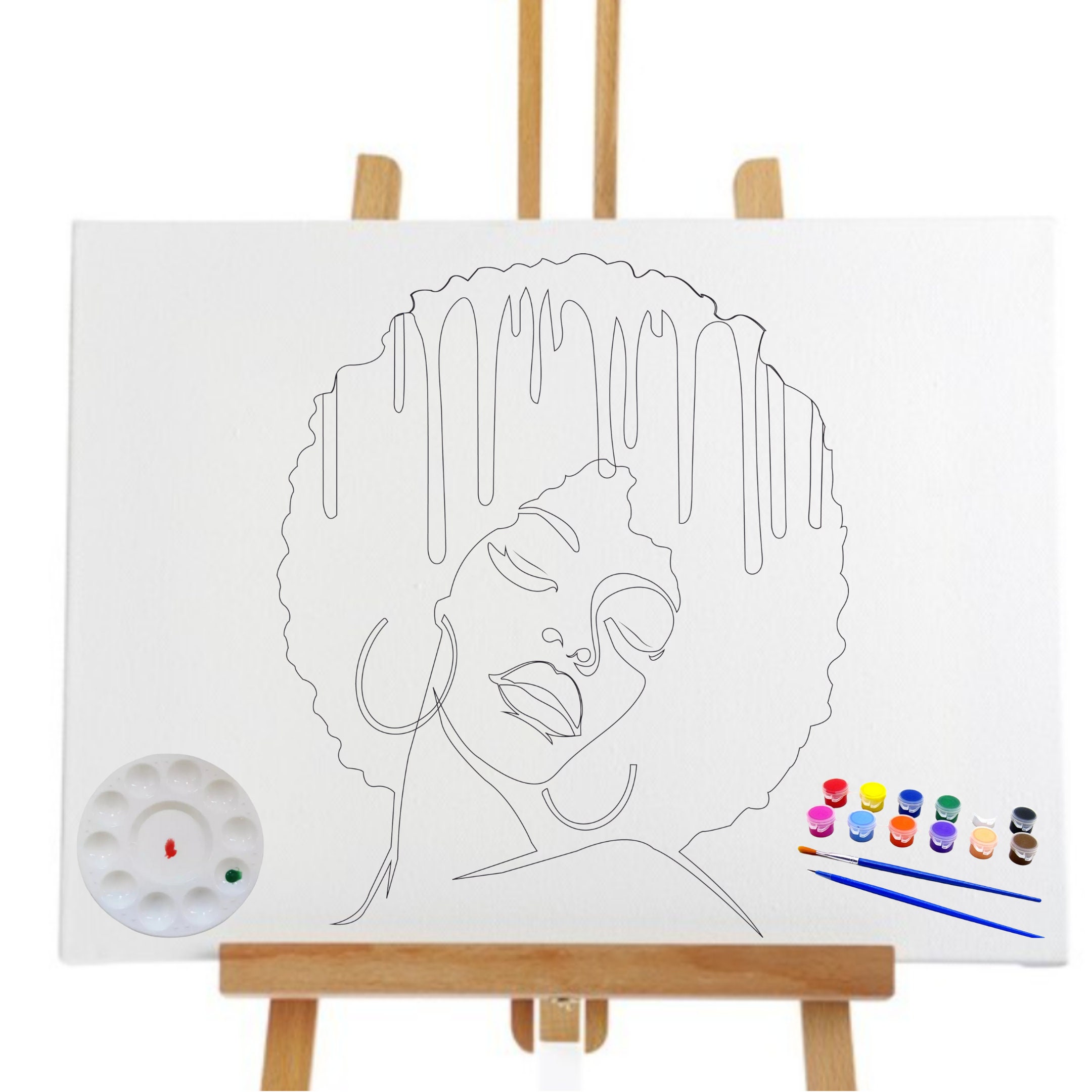 Black Love / Pre-drawn Canvas / Pre-sketched Canvas / Outlined