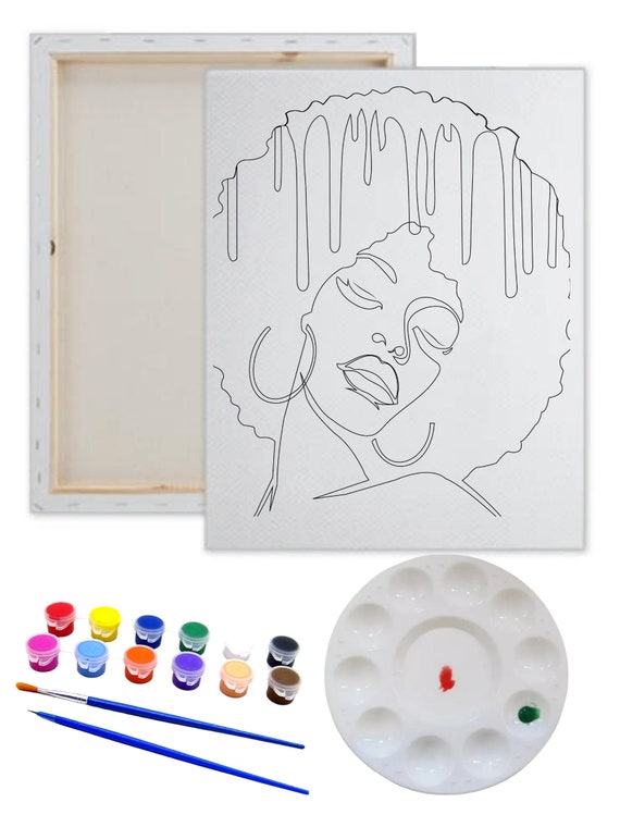 2 PACK Canvas Painting Kit Bundle | Pre Drawn Stretched Canvas Kit | Adult  Sip and Paint Party Favor | Party Date Night (KING QUEEN Love