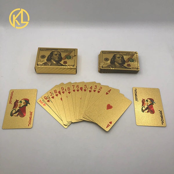 PLAYING CARDS USD100 Dollar Design 24k Gold Poker Playing Cards for Gambling Game Money Enjoyment or wedding gifts