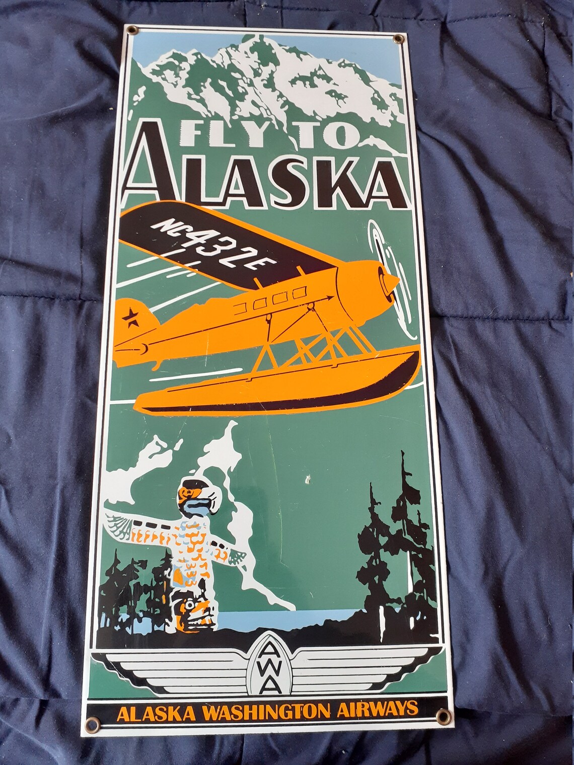 Vintage Fly to Alaska metal sign Etsy