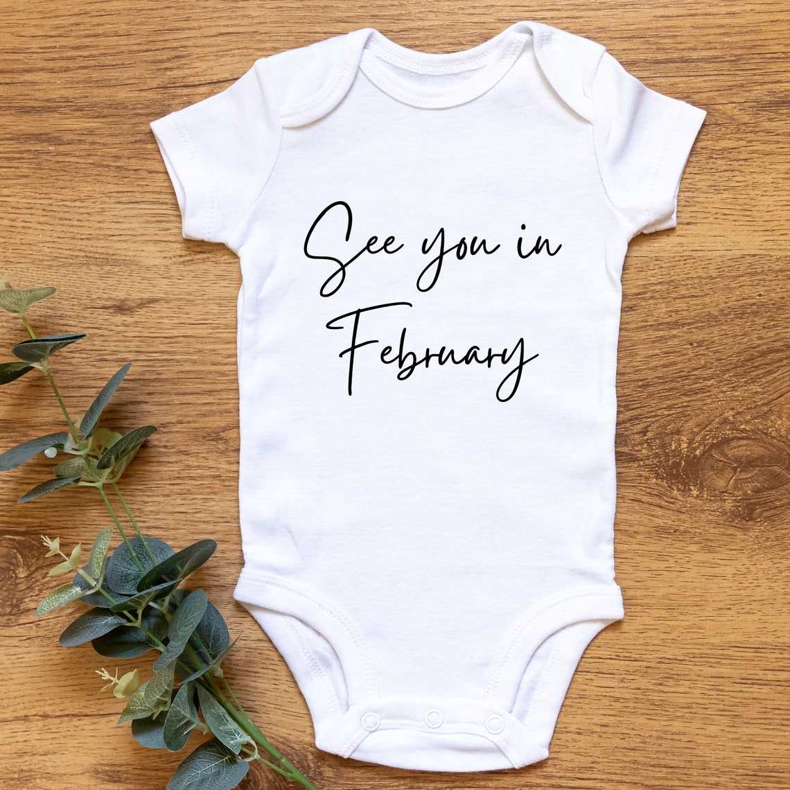 See you in February Pregnancy Announcement onesie Due date Etsy