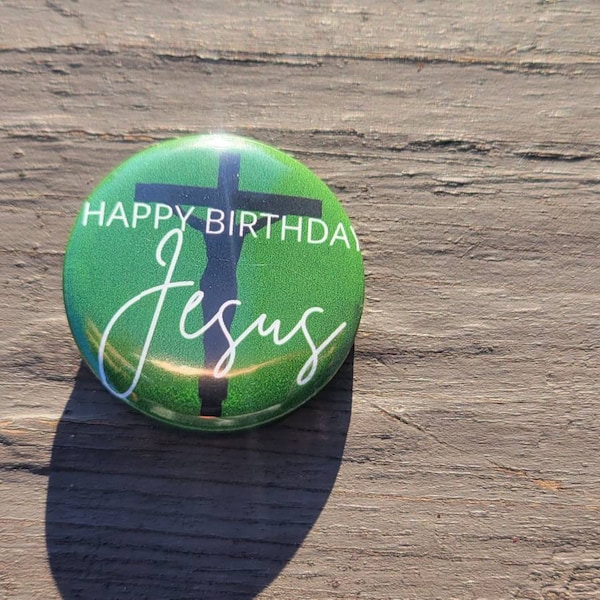 1" Happy Birthday Jesus Pin Back Button | Christmas Pin Back Button | Winter Button Christmas | Christmas Party Favors