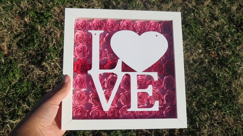 Pink Paper Flower Shadow Box | 8x8 Shadow Box | I Will Draw Your ...