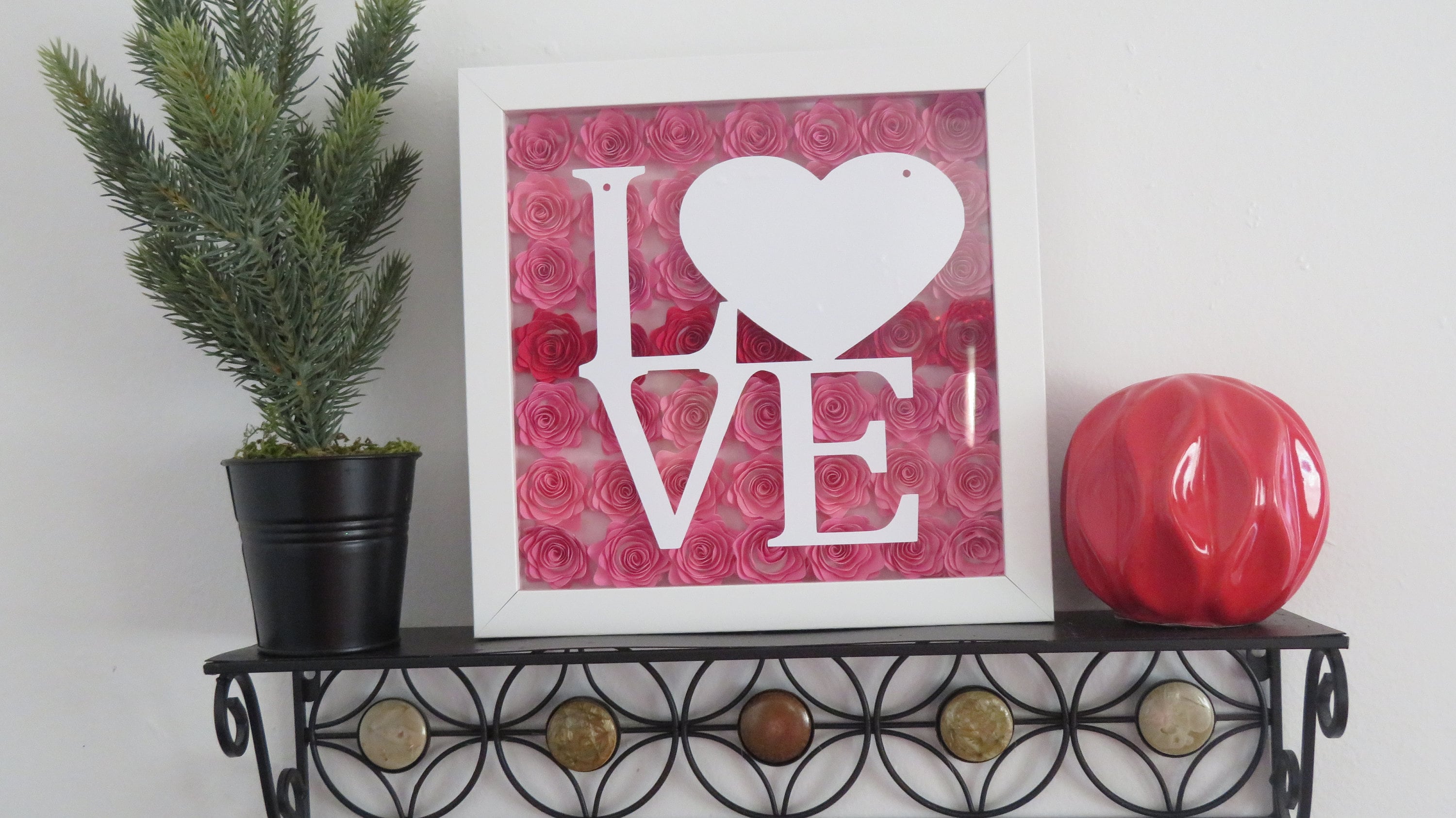 Pink Paper Flower Shadow Box | 8x8 Shadow Box | I Will Draw Your ...