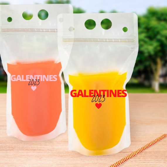 Galentines Day 2023 Drink Pouches | juice pouches | Galentine's Day |  Alcohol Pouches | Reusable Drink Pouch | Adult Juice Pouch