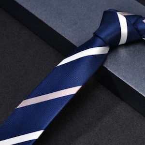 Silk Navy Blue Tie with Stripes